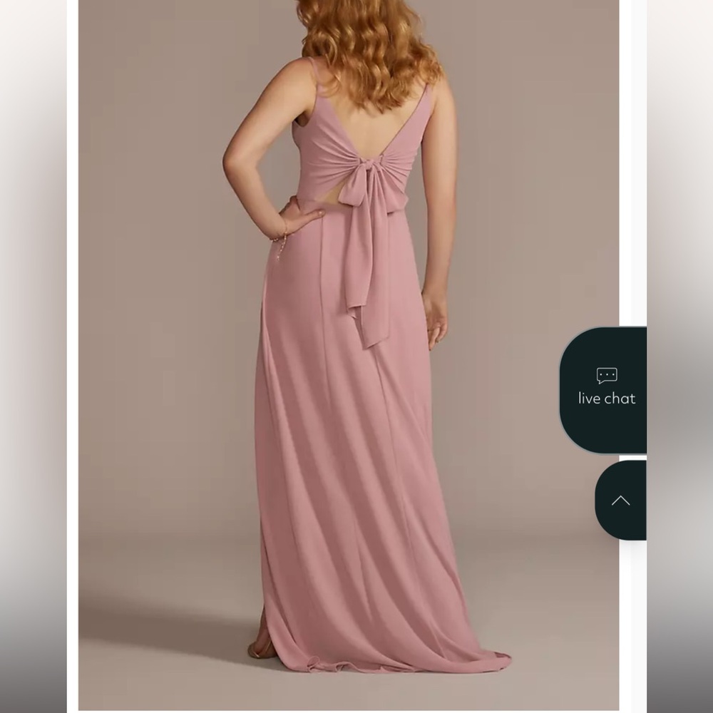 David's Bridal Chiffon Spaghetti Strap Dress - Picture 2 of 5